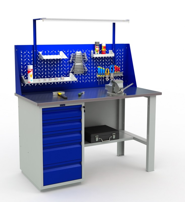 Металлический верстак Практик WB 140Sh+WD5+WS+W (WT140.WD5/F1.011)