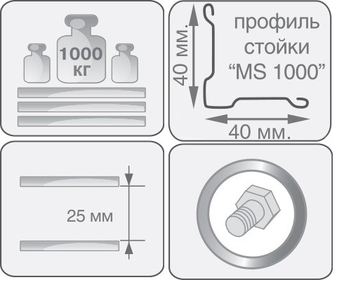 Стеллаж MS Hard 250/100x40/6 полок