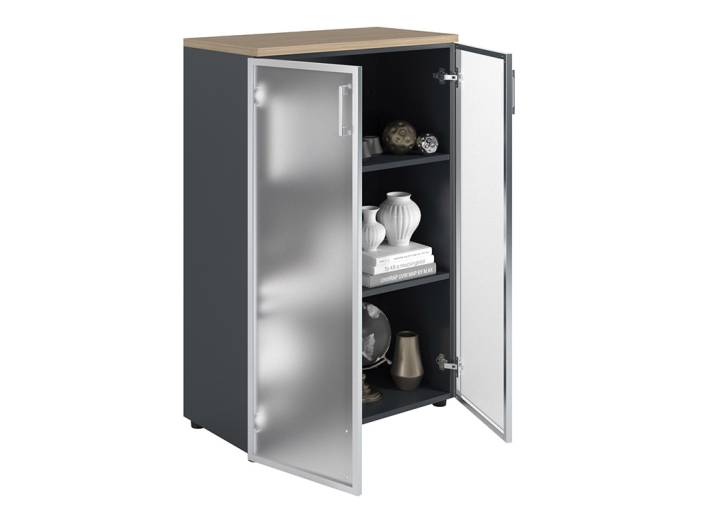 Шкаф NW 1280/2G со стеклом вяз натуральный/антрацит